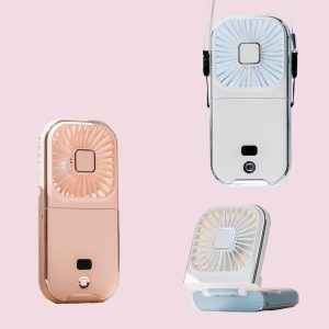 PhonePal 3 in 1 PRO: Cooling Fan + Power Bank + Phone Stand (with Display Panel) - Blush Pink